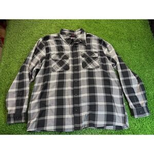 Outdoor Research Plaid Flannel Shirt Mens XXL Black Gray Button Down Long Sleeve